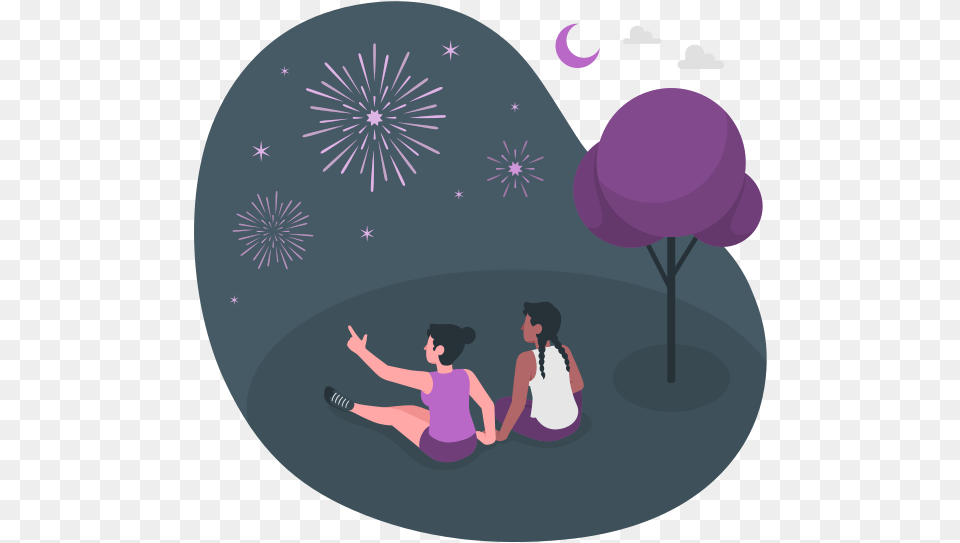Fireworks Amico Style Illustration, Purple, Adult, Person, Graphics Free Transparent Png