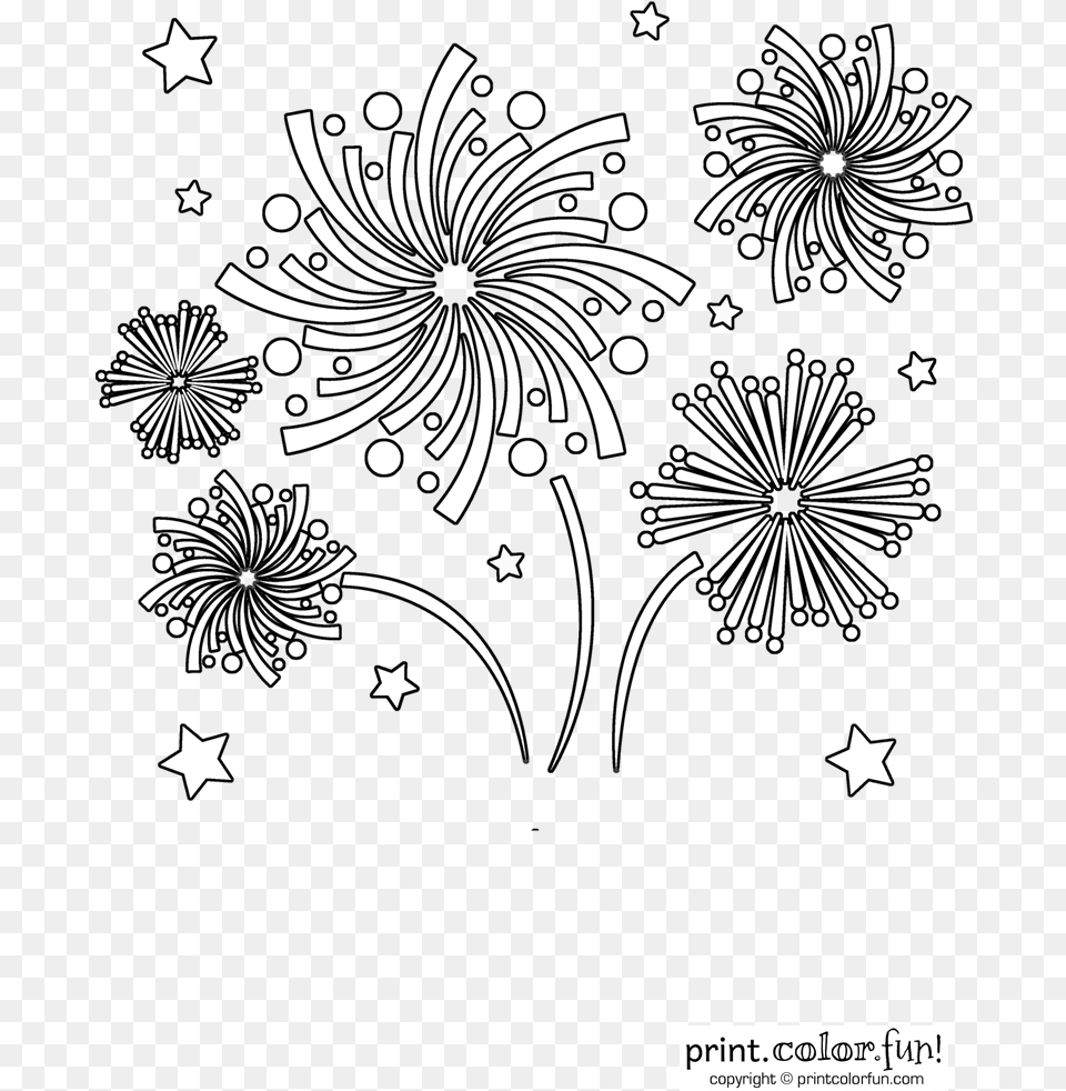 Fireworks In The Sky Adult Colouring Pages Of Fireworks, Art, Floral Design, Graphics, Pattern Free Png Download