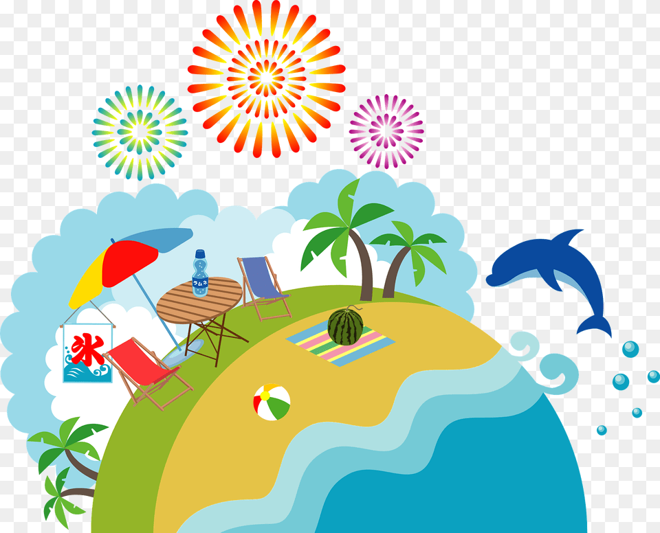Fireworks Over The Beach In Summer Clipart, Art, Graphics, Chair, Furniture Free Png