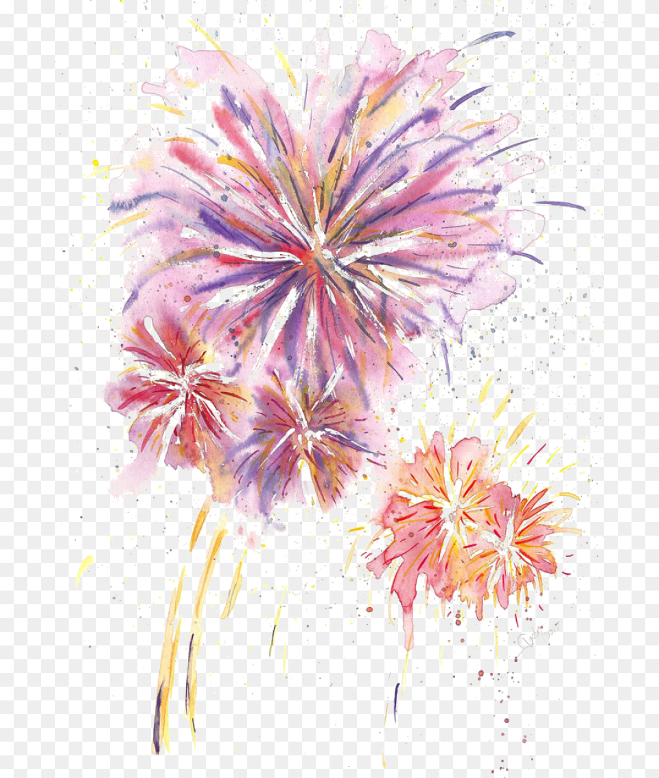 Fireworks Watercolor Thought For June Fireworks Watercolor, Art, Graphics, Floral Design, Pattern Png Image