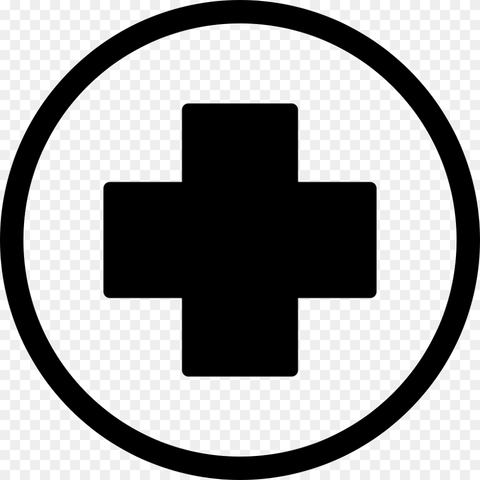 First Aid Cross In Black Inside A Circle Icon, Symbol, First Aid, Logo Png