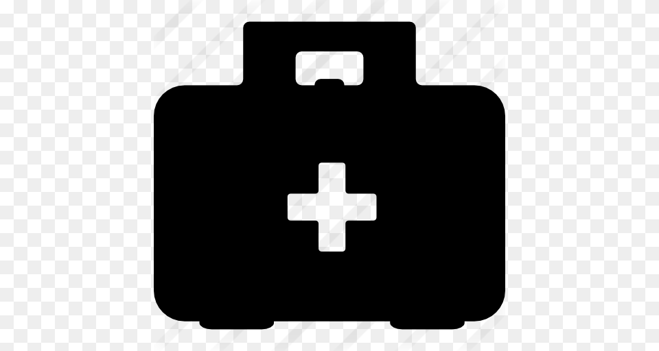 First Aid Kit With Black Case And White Cross Symbol On It, Gray Free Transparent Png
