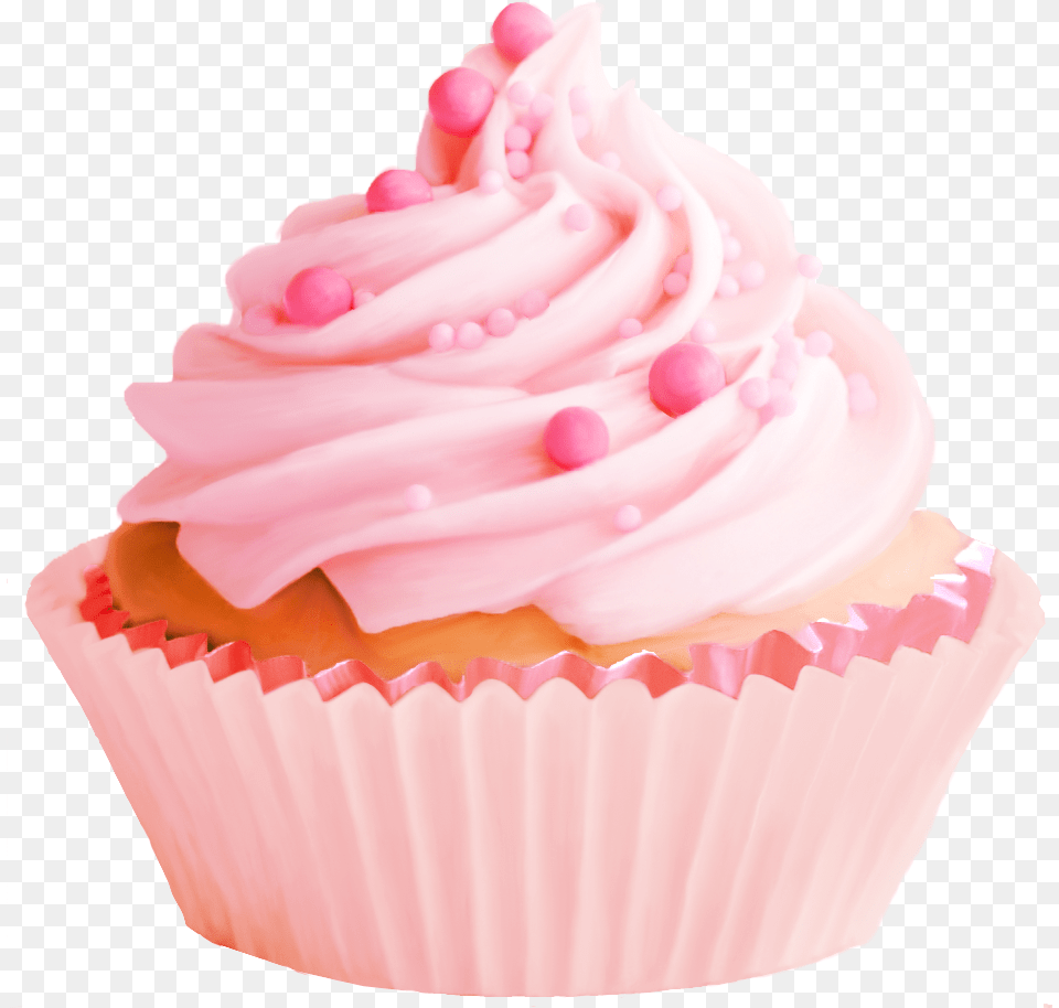 First Birthday Girl Cupcake, Cake, Cream, Dessert, Food Free Png Download
