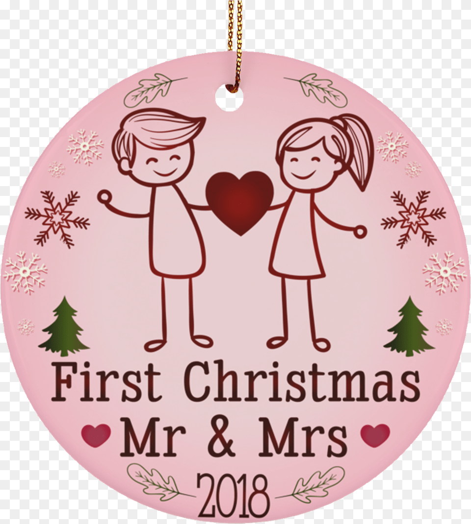 First Christmas Ornament Mr And Mrs For Newly Married Heart, Accessories, Person, Baby, Face Free Png Download