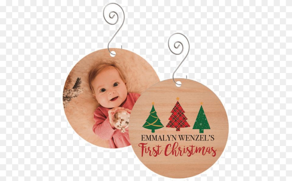 First Christmas Round Wood Ornament Trees Christmas Tree, Accessories, Earring, Jewelry, Baby Png Image