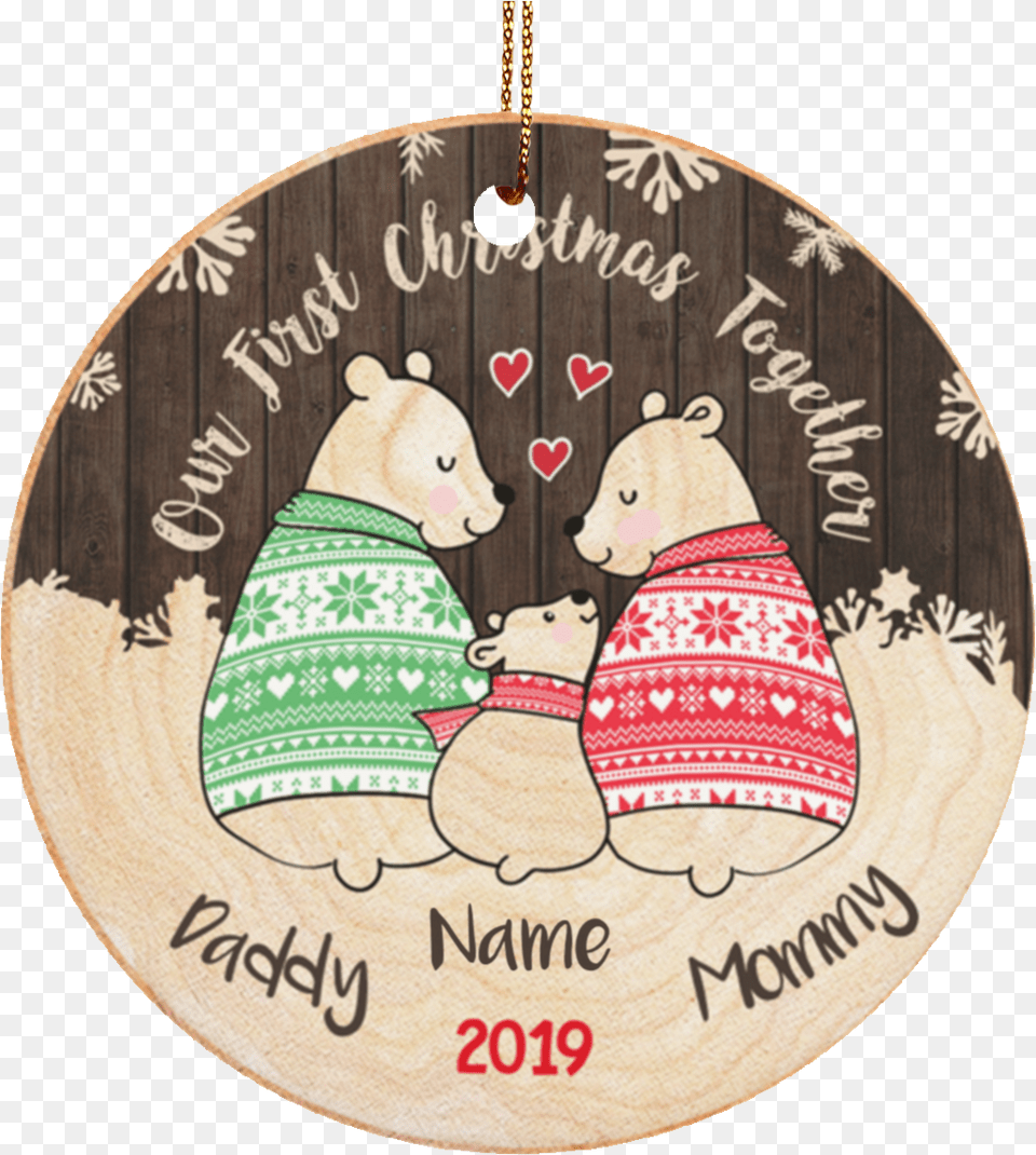 First Christmas Together Daddy Mommy Baby Bear Personalized Cartoon, Animal, Mammal, Wildlife, Accessories Png Image