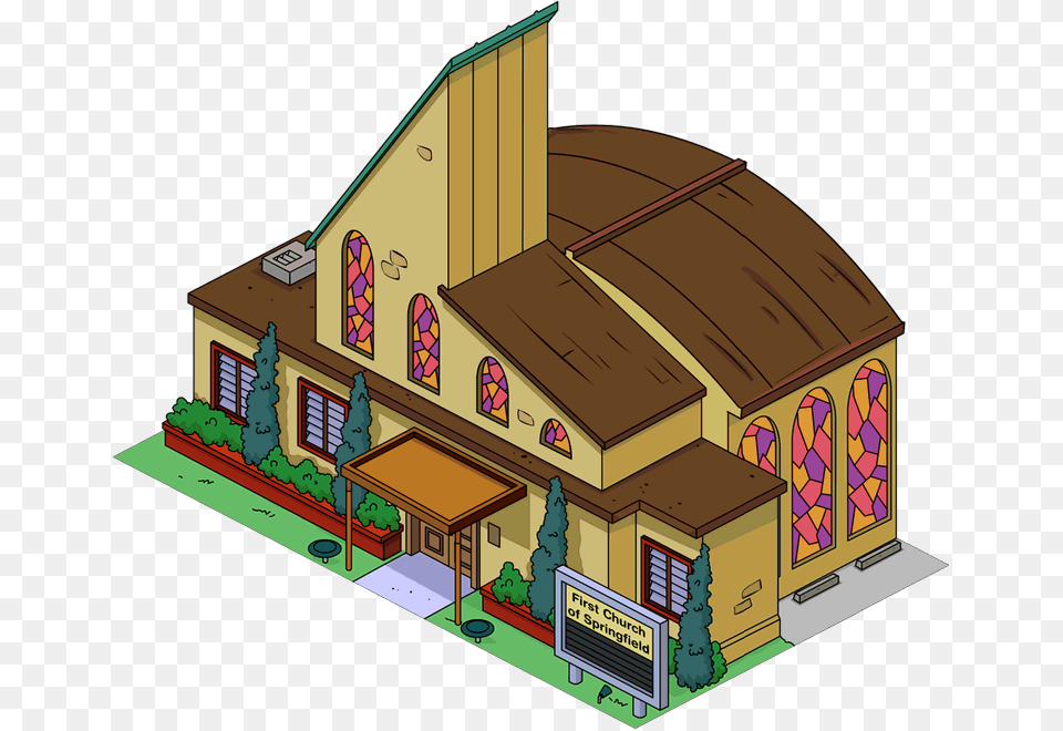 First Church Of Springfield Tapped Out The Simpsons Tapped Out, Architecture, Outdoors, Housing, House Free Transparent Png