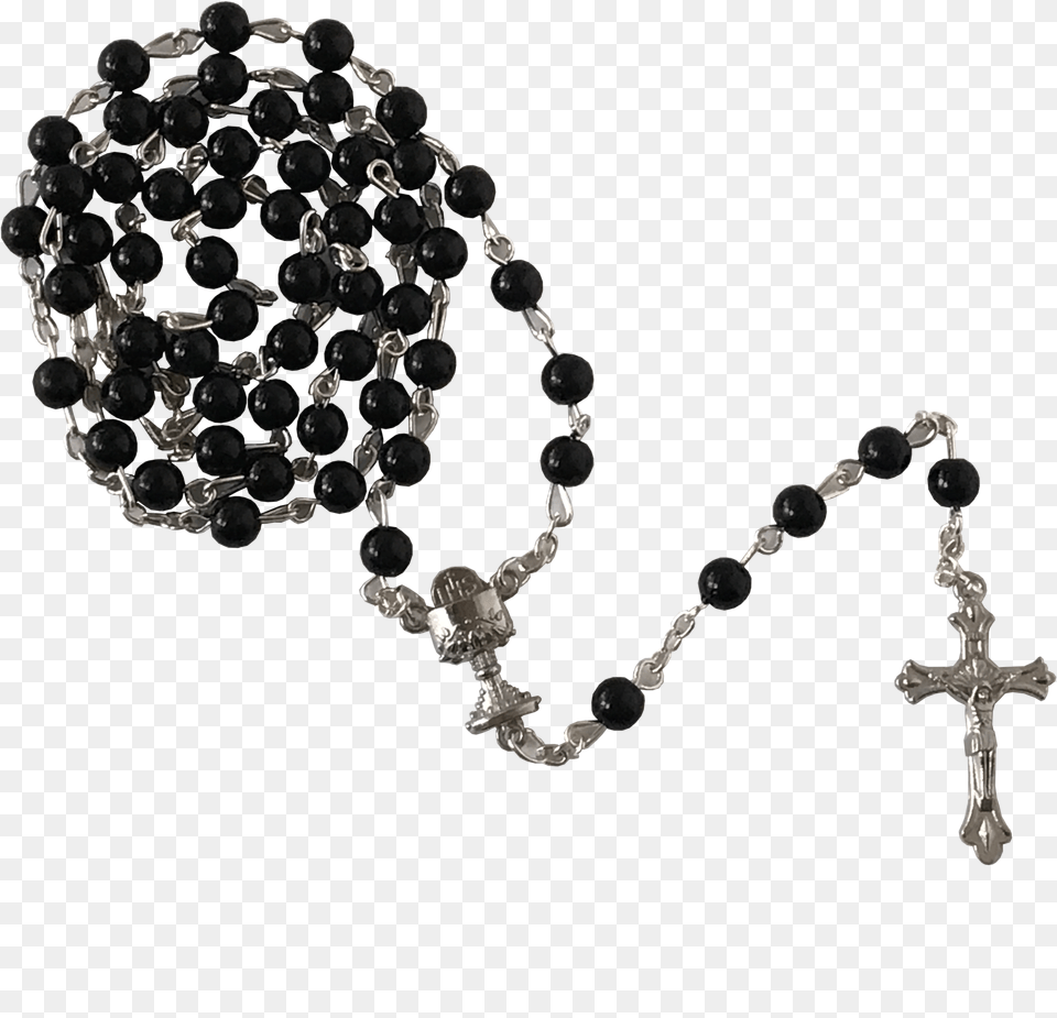 First Communion Black Rosary Bead, Accessories, Ornament, Symbol, Jewelry Png Image