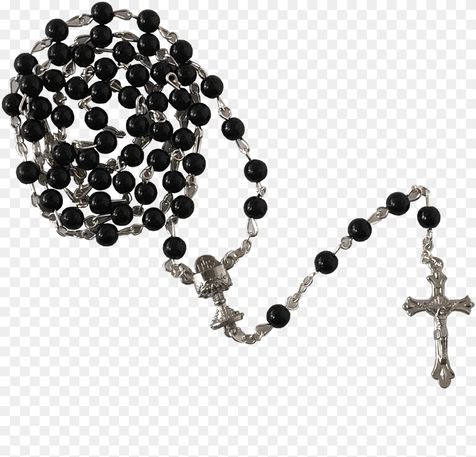 First Communion Black Rosary Rosary Beads, Accessories, Symbol, Cross, Bead Free Png