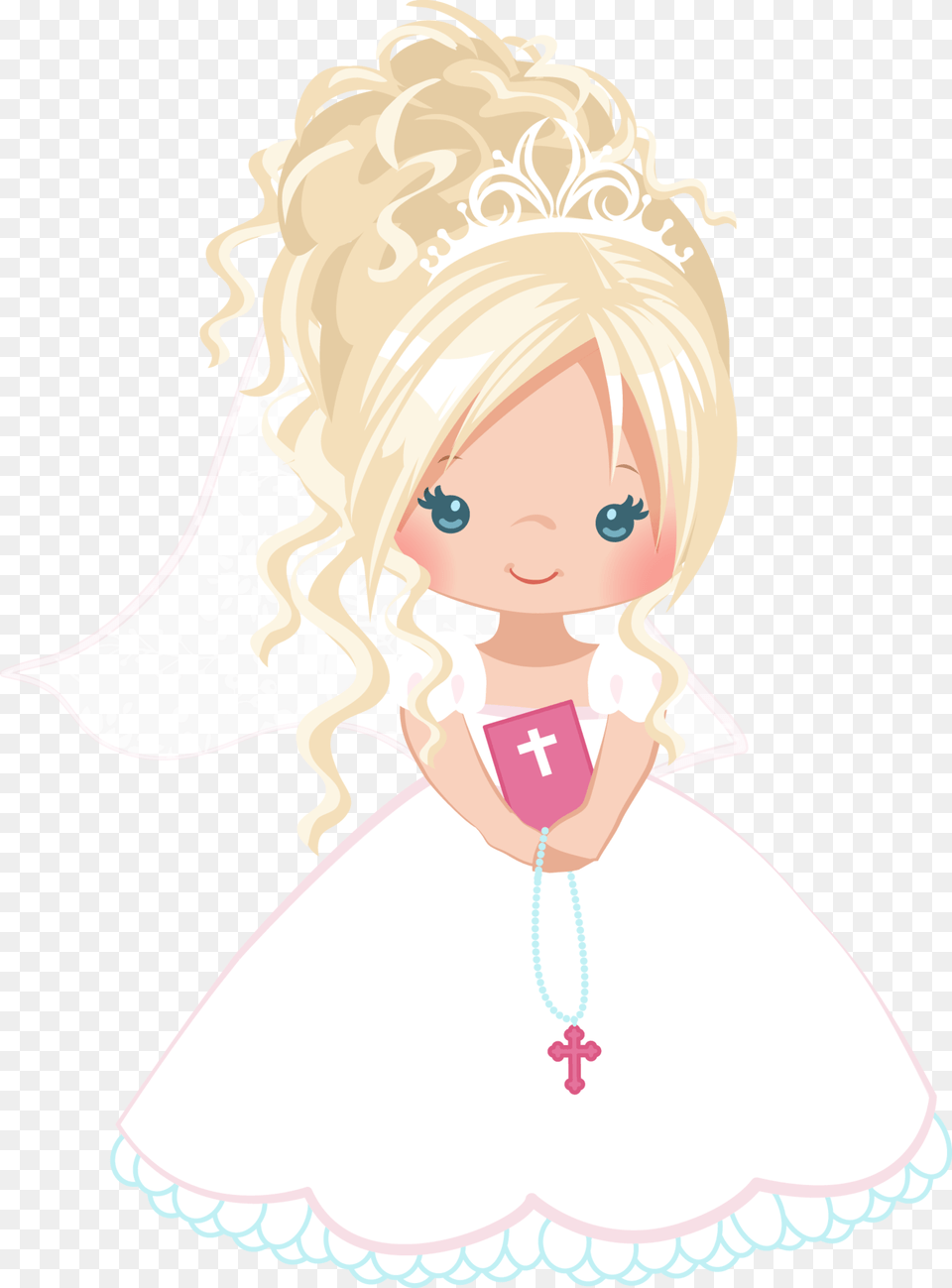 First Communion Blond Girl, Baby, Person, Doll, Face Png Image