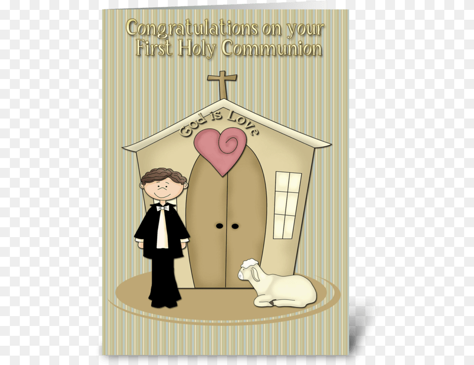 First Communion Boy Church Lamb Greeting Card Communion Congratulations Boy Card, People, Person, Adult, Female Png
