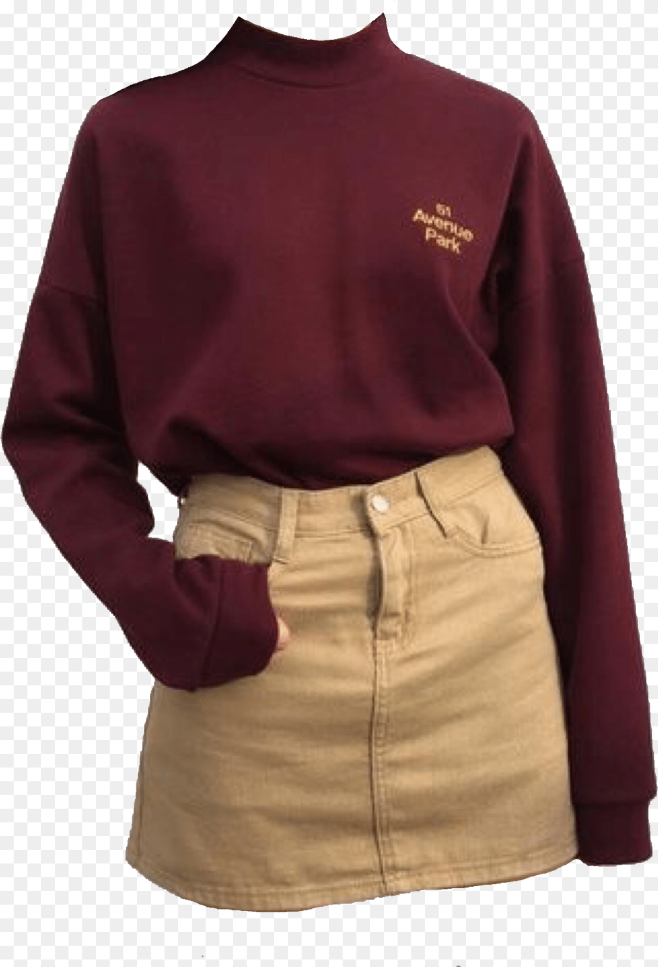 First Day Of School Grunge Outfit Aesthetic, Clothing, Long Sleeve, Sleeve, Maroon Png