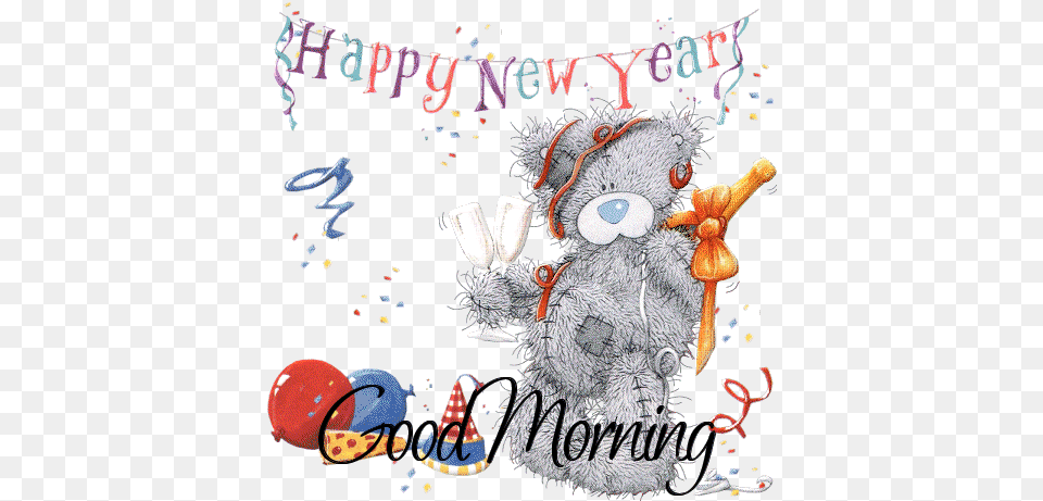 First Good Morning Of New Year Pictures Animated Good Morning Happy New Year, Teddy Bear, Toy, Clothing, Hat Free Transparent Png