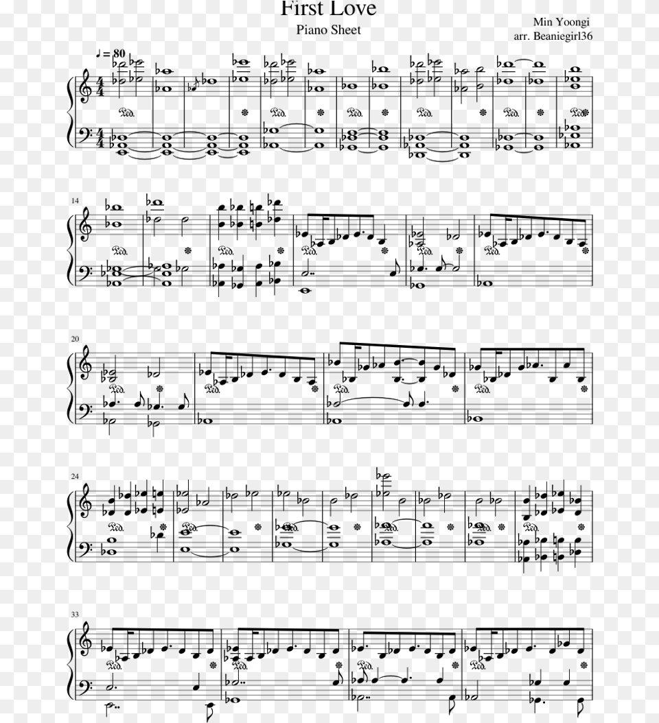 First Love For Solo Piano Sheet Music For Piano Download, Gray Free Transparent Png