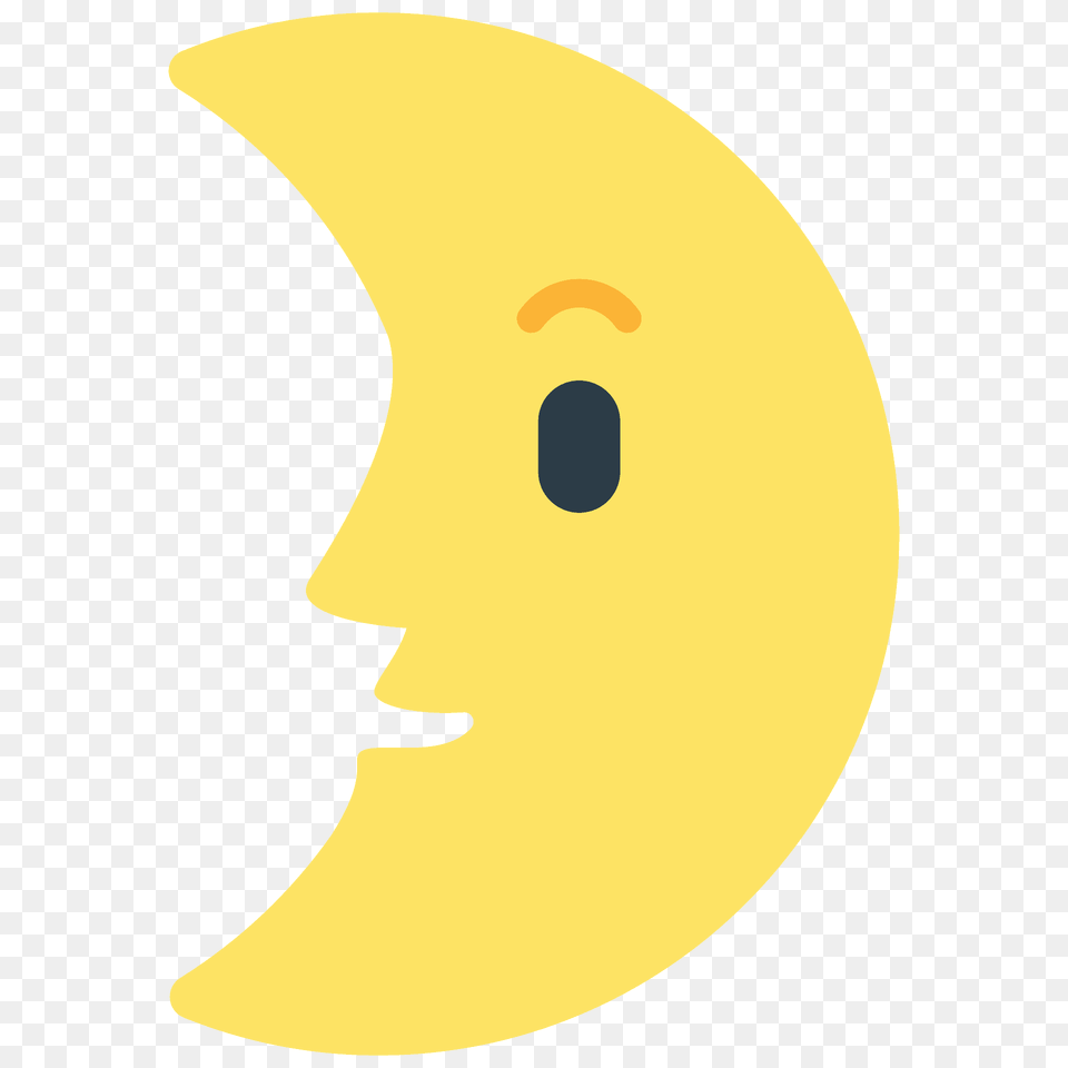 First Quarter Moon Face Emoji Clipart, Produce, Plant, Outdoors, Night Free Transparent Png