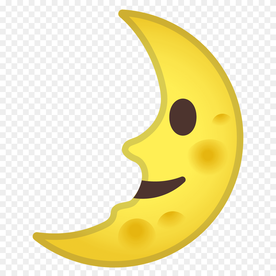 First Quarter Moon Face Emoji Clipart, Astronomy, Plant, Outdoors, Night Free Png
