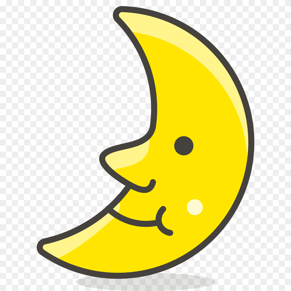 First Quarter Moon Face Emoji Clipart, Banana, Food, Fruit, Plant Png