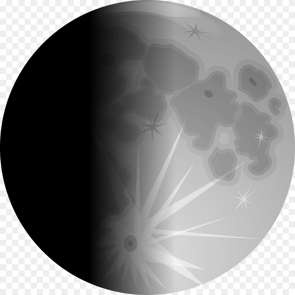 First Quarter Moon Grayscale Clipart, Nature, Astronomy, Outdoors, Night Png