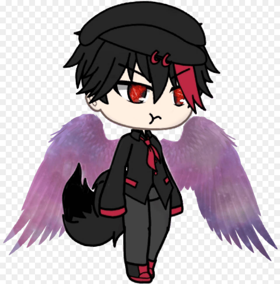 First Sticker Gacha Life Boy With Wings, Baby, Book, Comics, Person Png Image