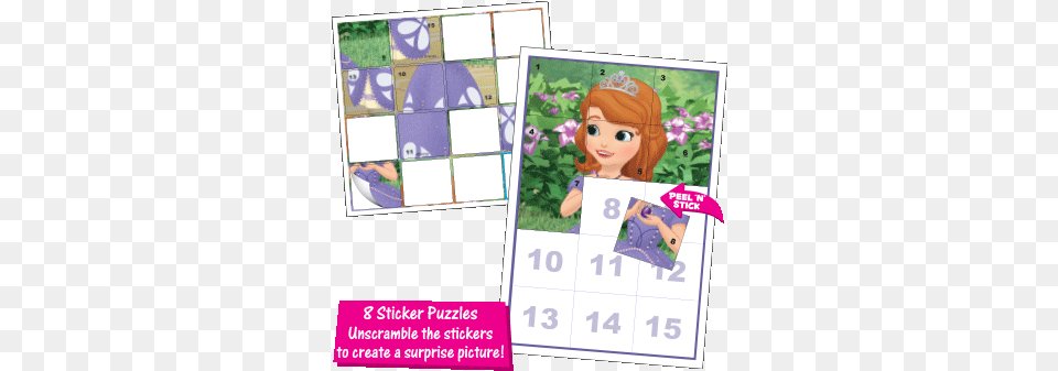 First Sticker Puzzle Box Sets Birthday Disney Princess Sofia Paper Doll, Baby, Person, Text Free Png