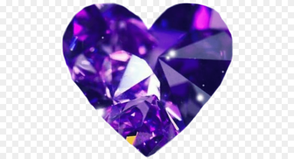 Firststicker Heart Diamond Purple Sticker By Mira Diamond, Accessories, Gemstone, Jewelry, Person Free Png Download
