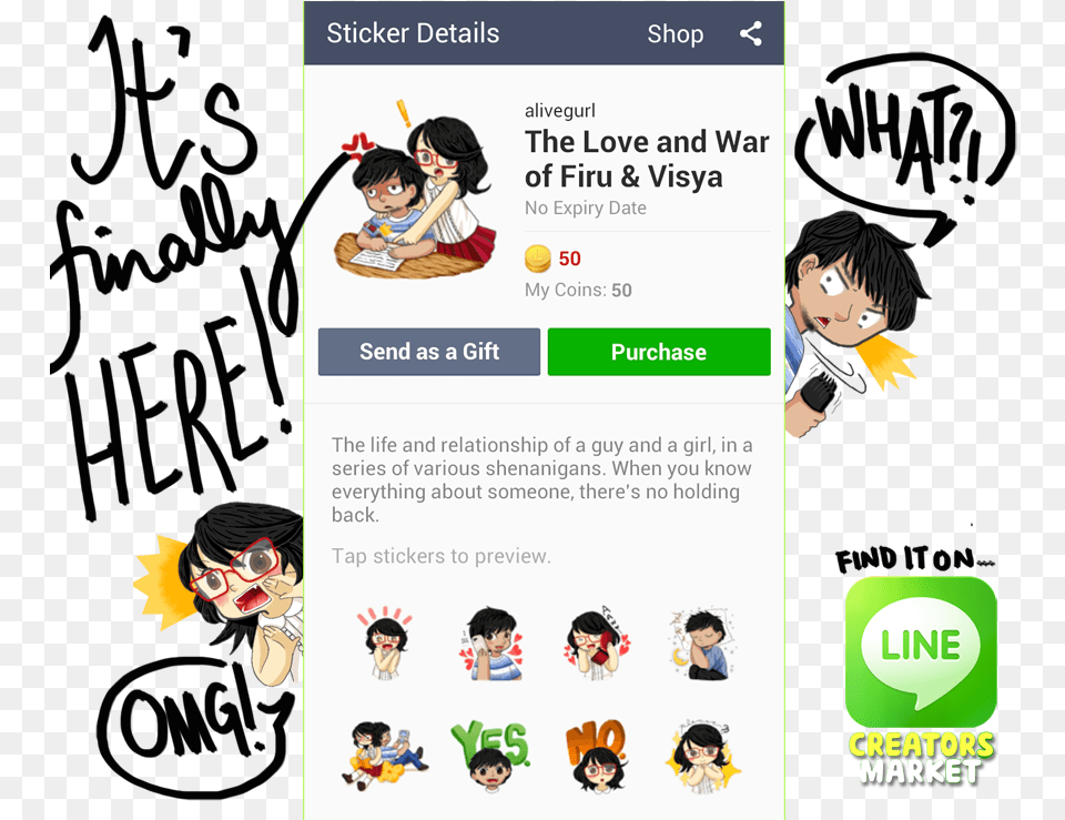 Firu Amp Visya Line Stickers Is Now Available Line, Person, Adult, Poster, Female Free Png Download