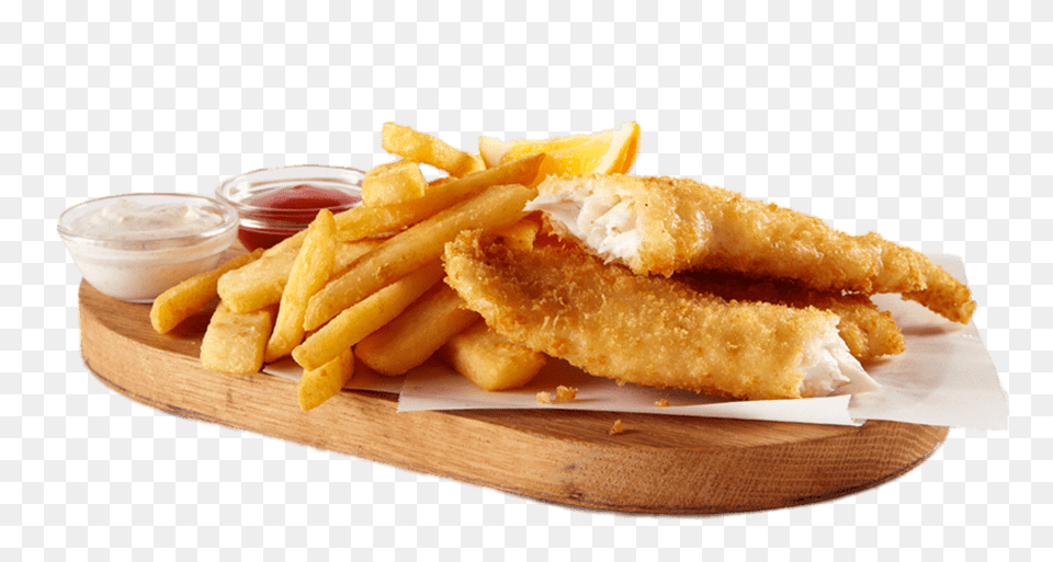 Fish And Chips On A Wooden Tray, Food, Fries, Burger Free Png Download