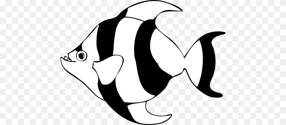 Fish Black And White Clipart Cute Clip Art Panda Images, Animal, Sea Life, Angelfish, Shark Free Png Download