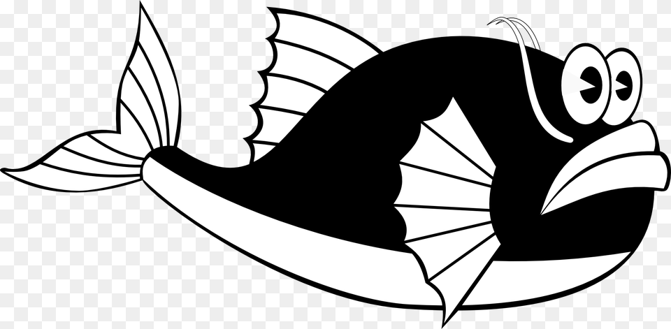 Fish Black And White Cute Fish Clip Art Black And White Hewan Laut, Stencil, Animal, Sea Life, Shark Free Png Download