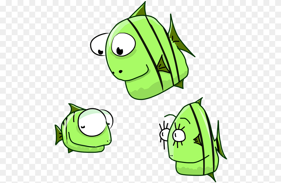 Fish Cartoon Aquarium Fish Family Cartoon Character Cartoon Fish Family, Green, Bag Free Transparent Png