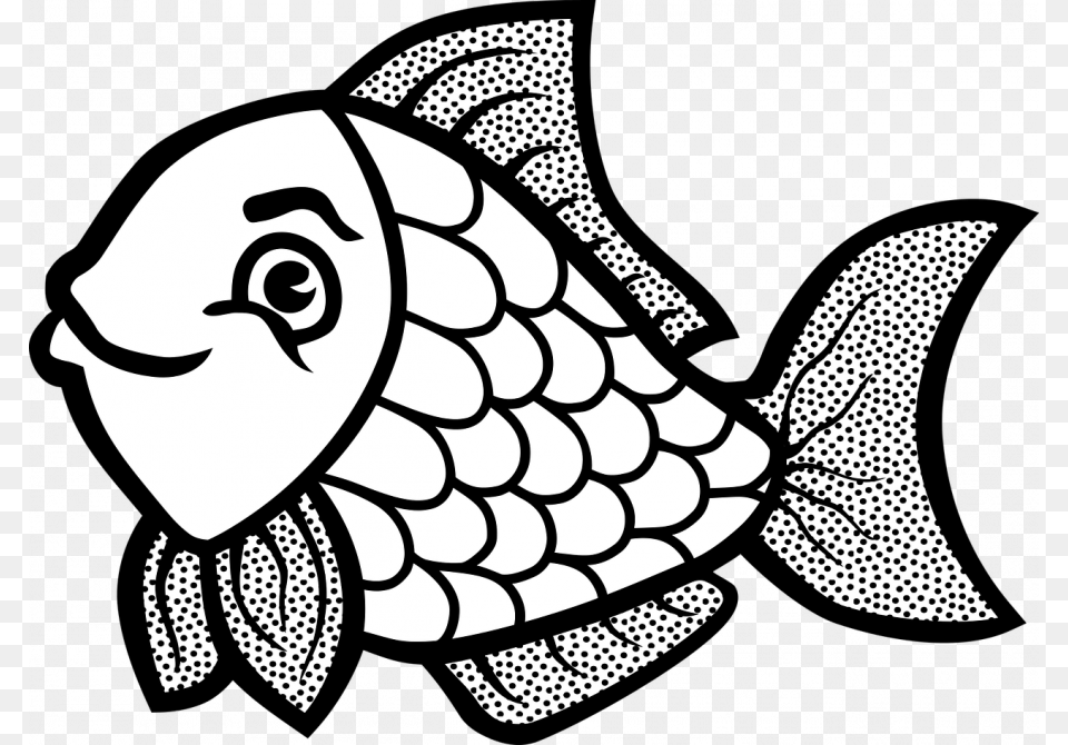 Fish Clipart Black And White, Aquatic, Water, Animal, Sea Life Png Image