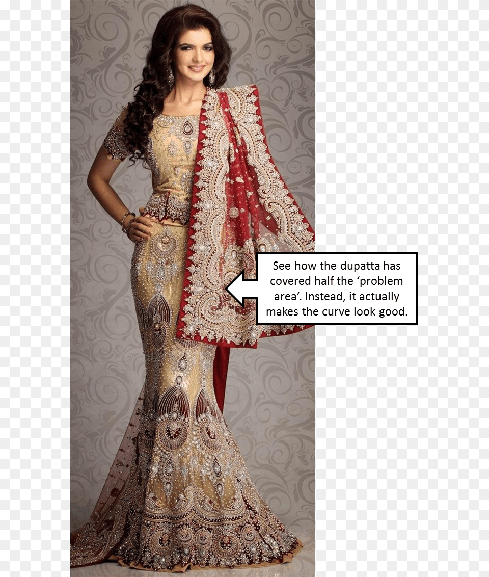 Fish Cut Lehenga Cream And Red Lehenga, Formal Wear, Clothing, Dress, Wedding Free Png