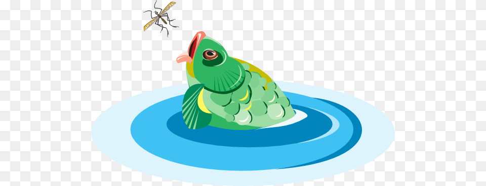 Fish Eating A Bug Clip Art, Green, Animal Free Transparent Png