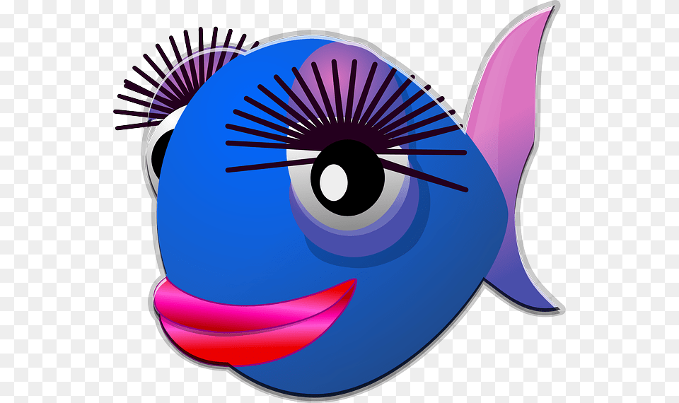 Fish Female Stylish Fashion Eye Lashes Cute Happy Cartoon With Big Eyelashes, Animal, Sea Life, Clothing, Hardhat Free Transparent Png