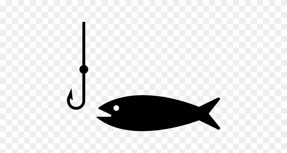 Fish Fishing Hook Icon, Gray Free Png