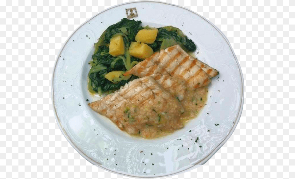 Fish Fry On A Bed Of Arugula Scaloppine, Plate, Food, Food Presentation, Meal Png