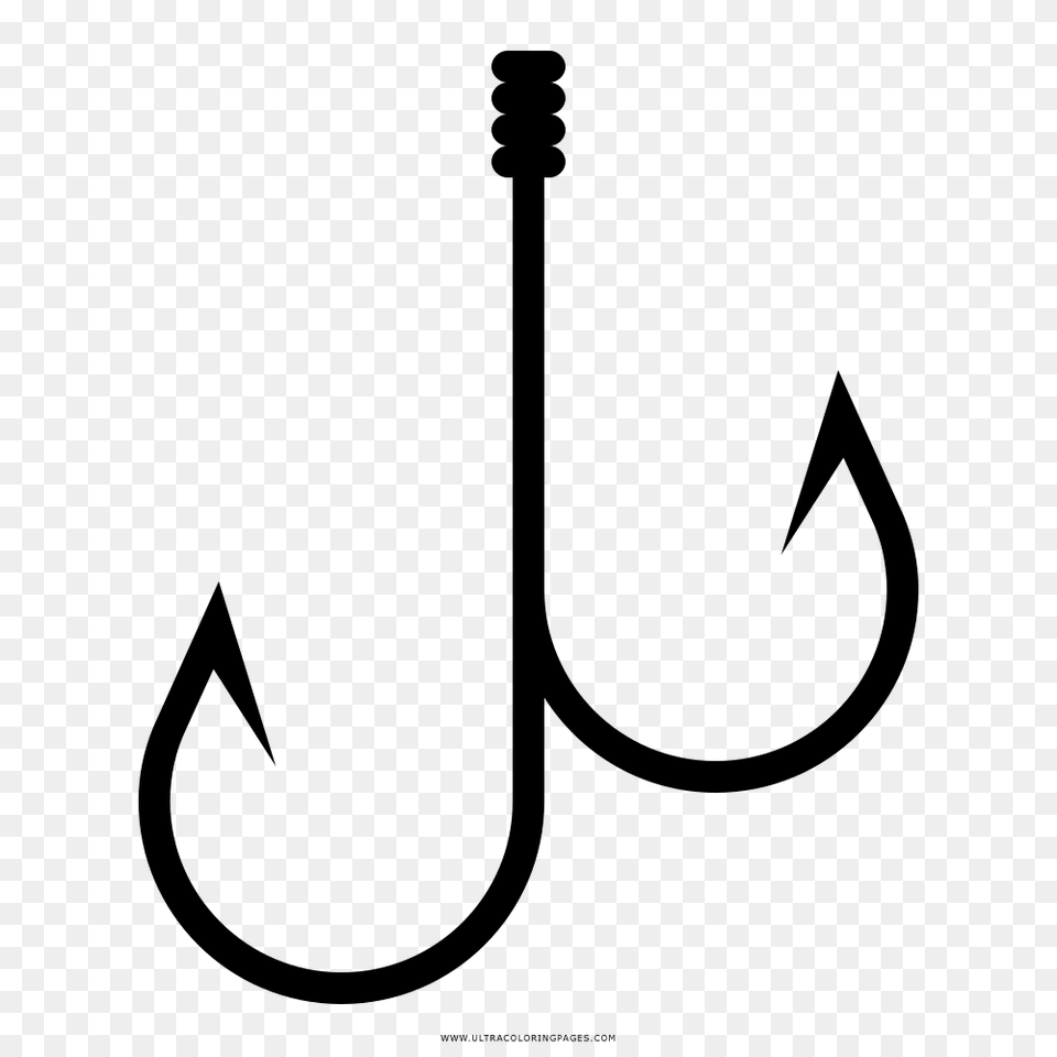 Fish Hook Coloring, Gray Png