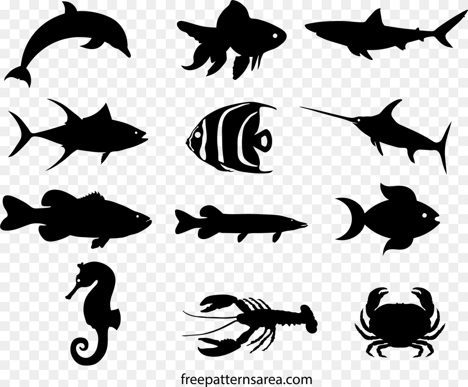 Fish Silhouette, Gray Free Png