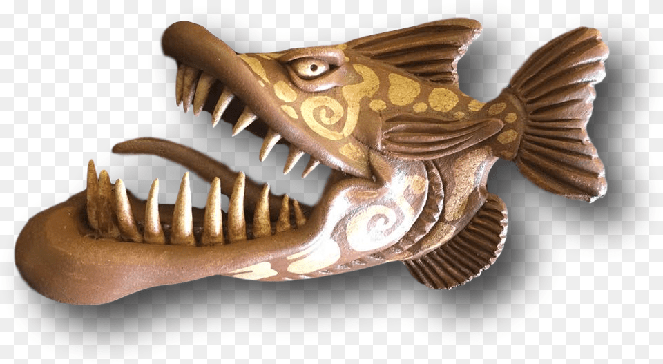 Fish Skeleton Brown Tribal And Toothy Fish With Animal Figure, Sea Life Png Image