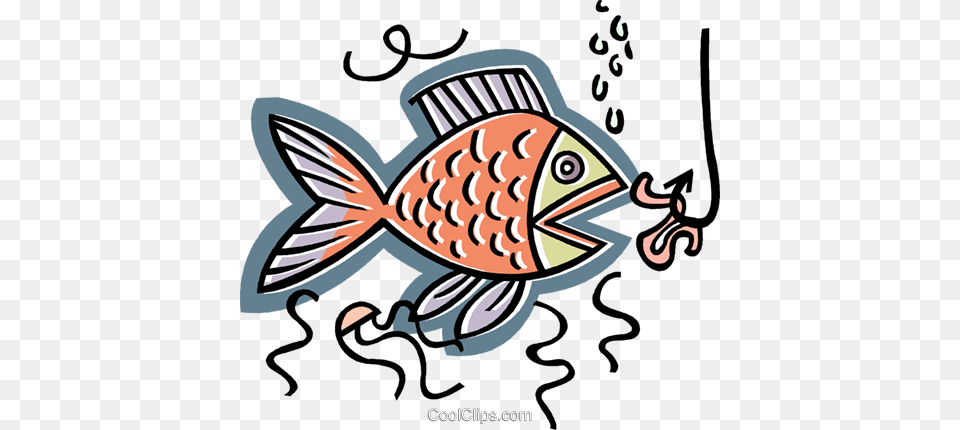 Fish With Baited Hook Royalty Free Vector Clip Art Illustration, Animal, Sea Life Png