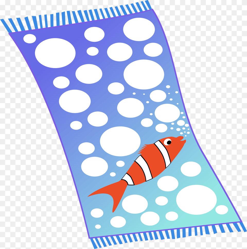 Fish With Bubbles Clipart Black And White Image Royalty Beach Towel Clipart, Pattern Free Png