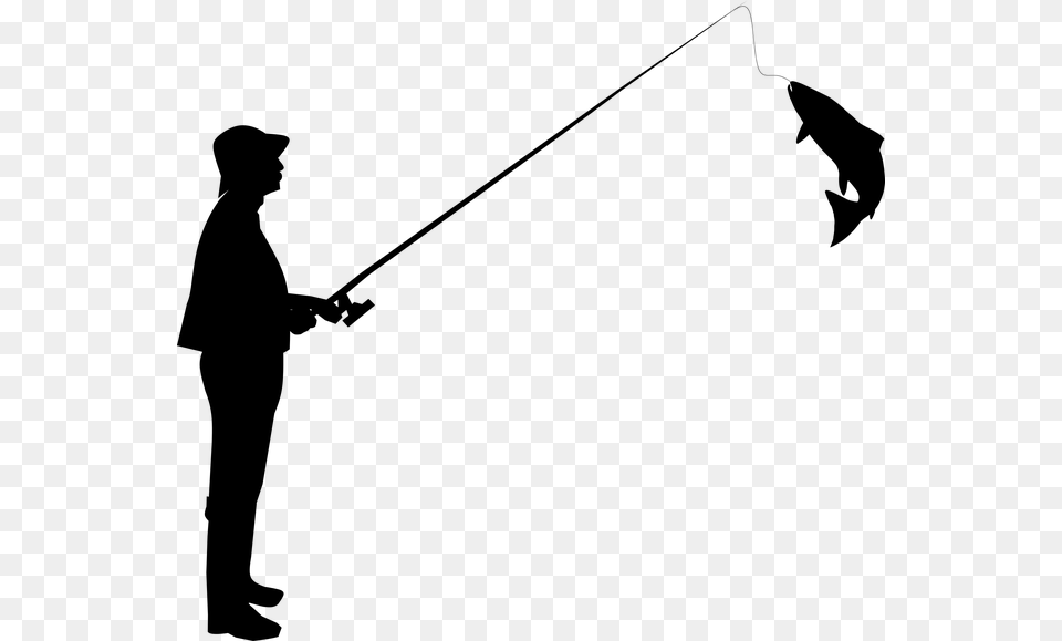 Fisherman Fishing Silhouette Photography Hobby Silhouette Of Man Fishing, Gray Free Png