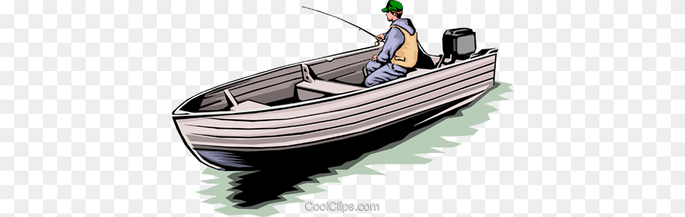Fisherman In Boat Royalty Vector Clip Art Illustration, Angler, Water, Vehicle, Transportation Png Image