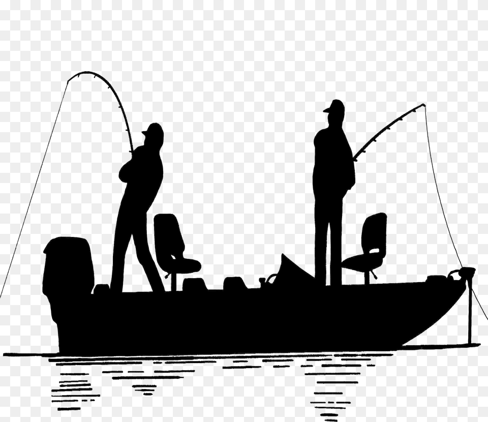 Fisherman In Clip Art Fishing Man In Boat Silhouette, Vehicle, Transportation, Sailboat, Watercraft Free Png