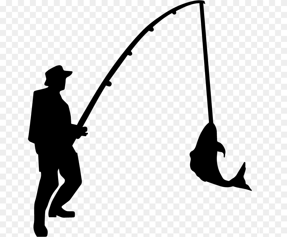 Fisherman Silhouette Man Fishing Silhouette, Gray Png Image