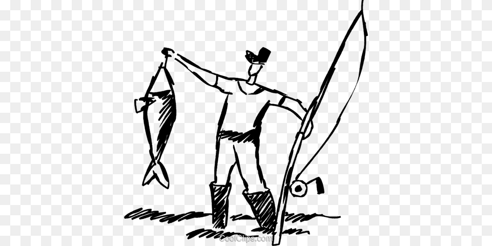 Fisherman With The Catch Of The Day Royalty Free Vector Clip Art, People, Person, Animal, Kangaroo Png Image