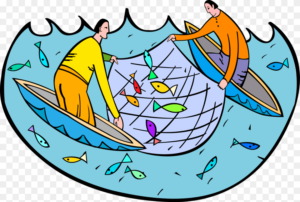 Fishermen In Boats With Nets And Fish Fisherman Using Net Clip Art, Outdoors, Person, Nature, Face Png Image