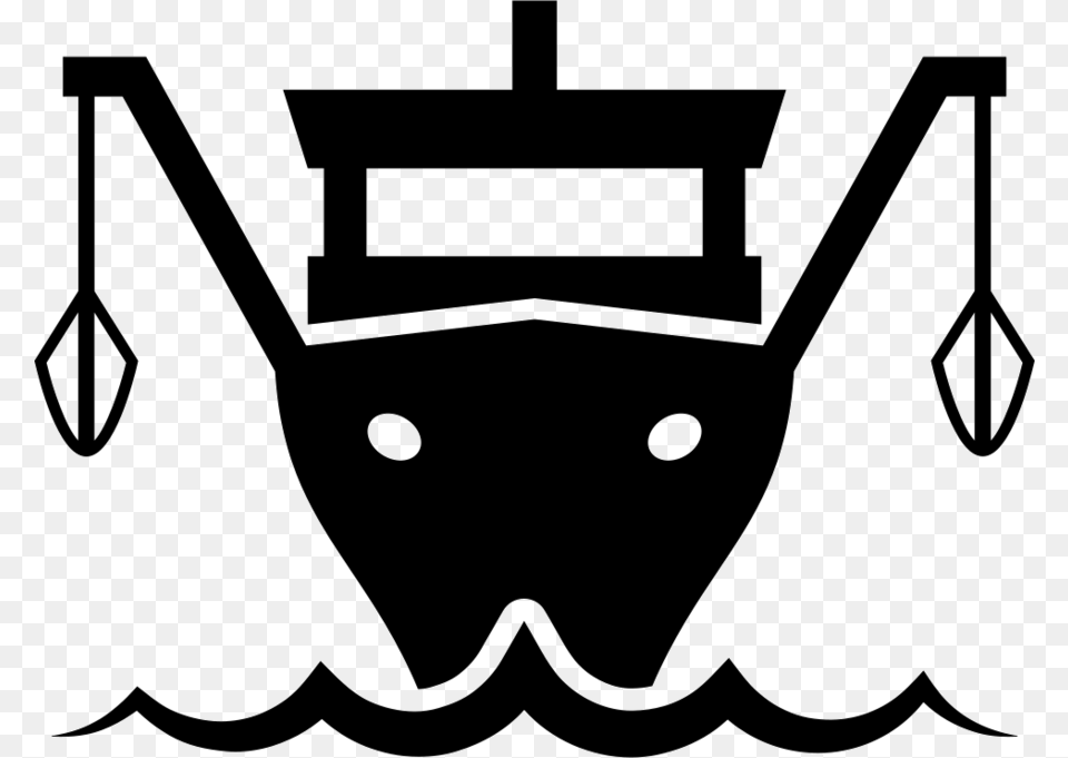 Fishing Boat Icon Clipart Fishing Vessel Black Fishing Boat, Stencil, Smoke Pipe, Concert, Crowd Png