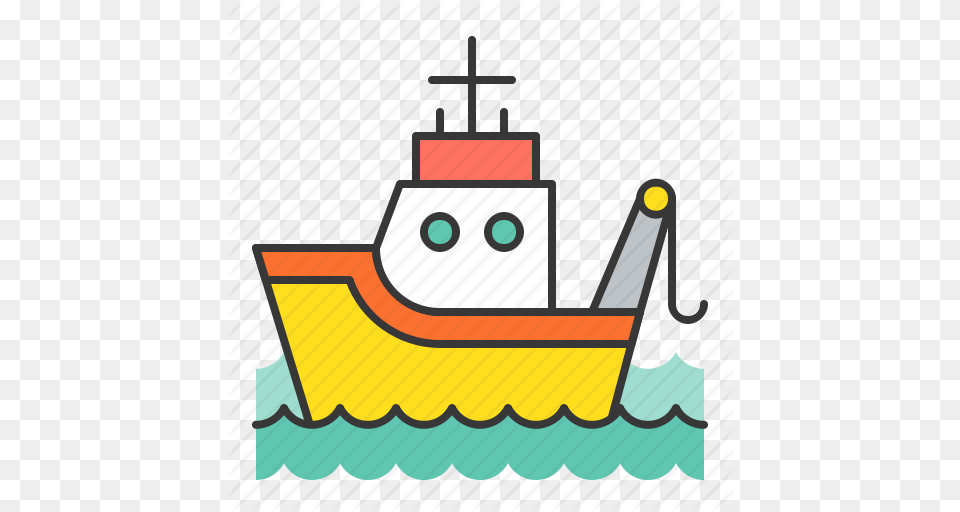 Fishing Boat Nautical Sea Ship Icon, Transportation, Vehicle, Watercraft, Tugboat Free Png Download