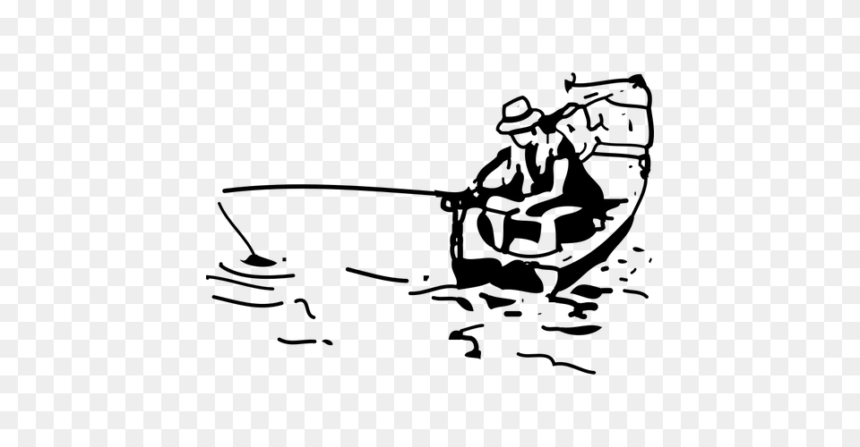 Fishing Clipart, Gray Free Png